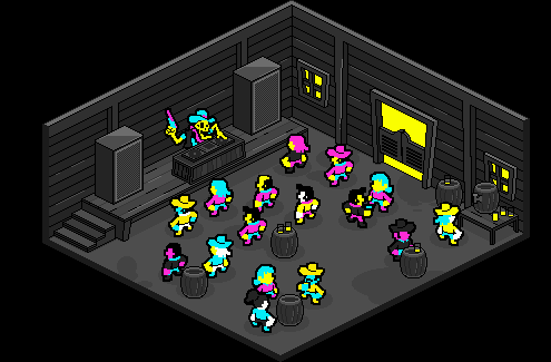 Isometric illustration of the afterparty venue